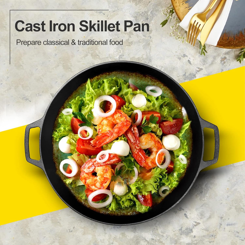 Pre-Seasoned Cast Iron 15 Dual Handle Frying Pan F8976