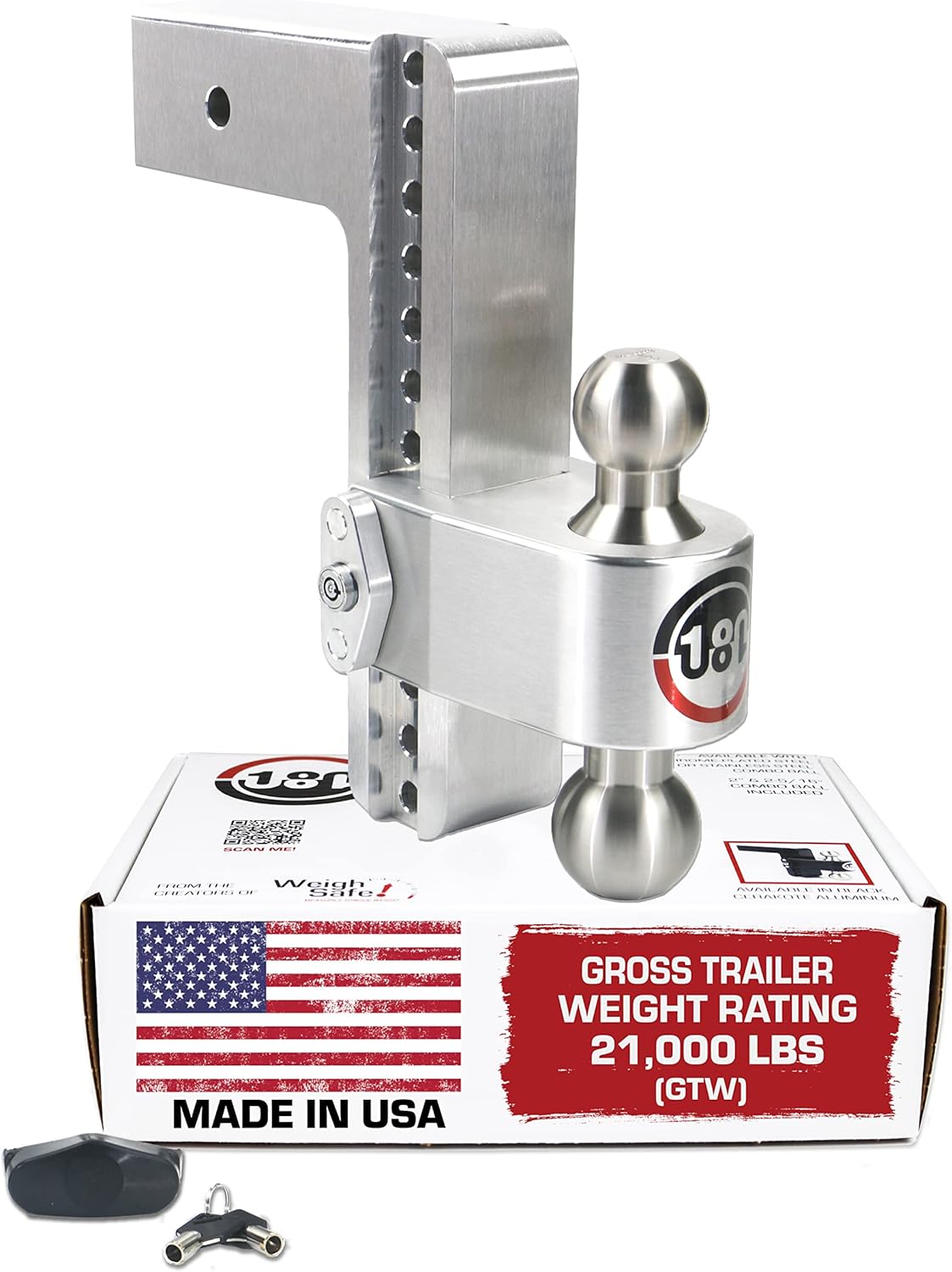 Aluminum Adjustable 6" Drop, Stainless Steel Ball, 3" Receiver Hitch T90974