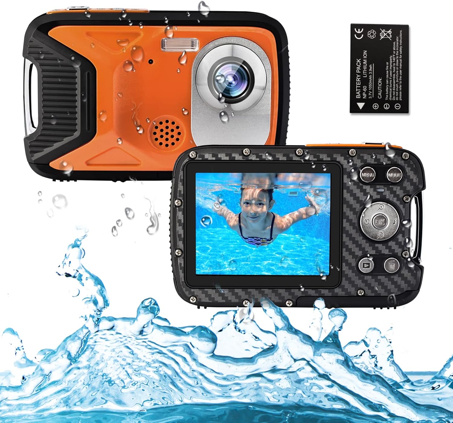 Waterproof Digital Camera with Flash 2.8 Inch LCD Orange Pack of 2 M919