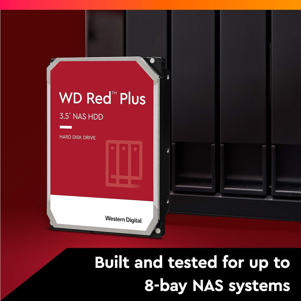 6TB WD Red Plus NAS Internal Hard Drive HDD - 5640 RPM, SATA 6 Gb/s, CMR, 128 MB Cache, 3.5 W2742