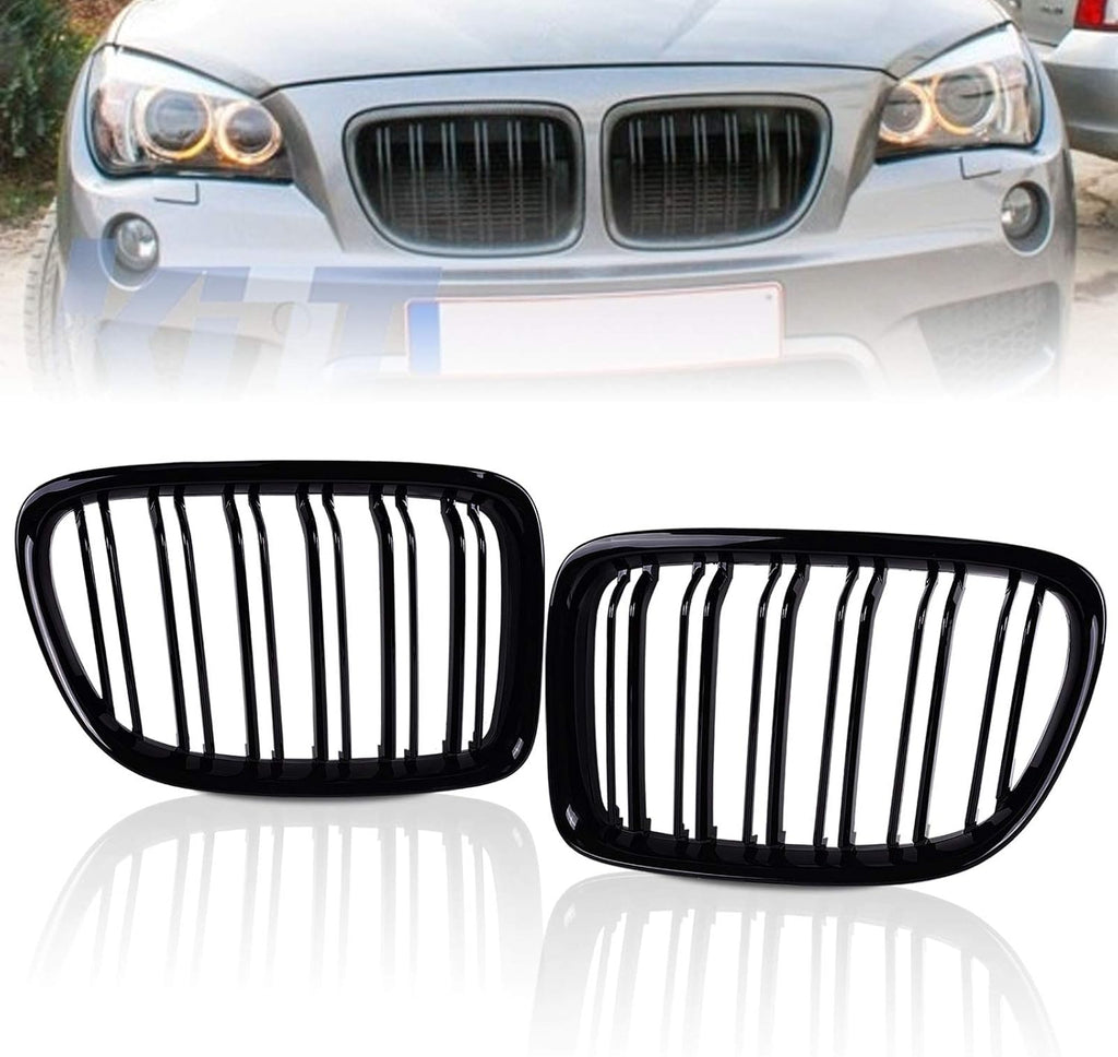 Glossy Black Front Hood Kidney Grille Sport Grill Replacement Dual Slat Pack of 2 Q524