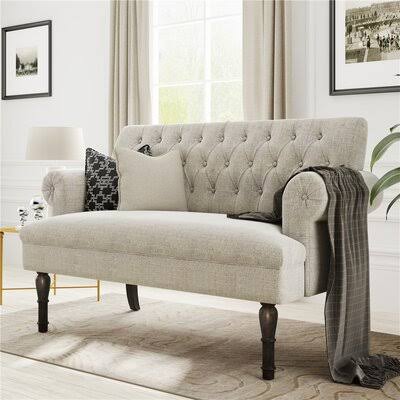 Linen Chesterfield Settee Loveseat U40050