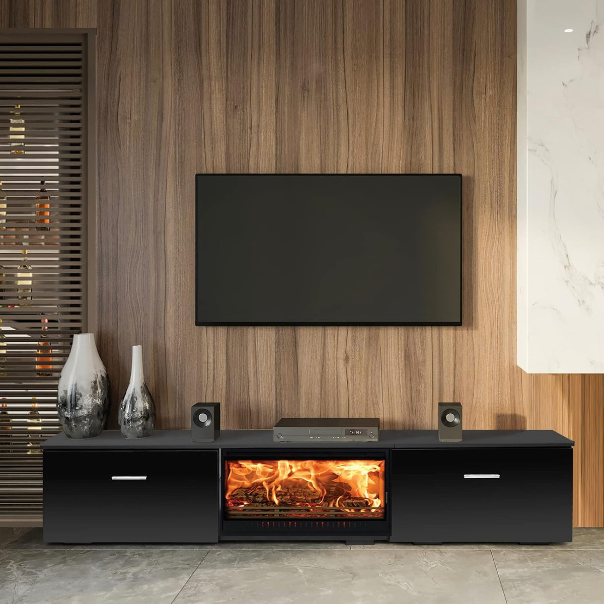Black TV Stand with Storage Cabinets L206343