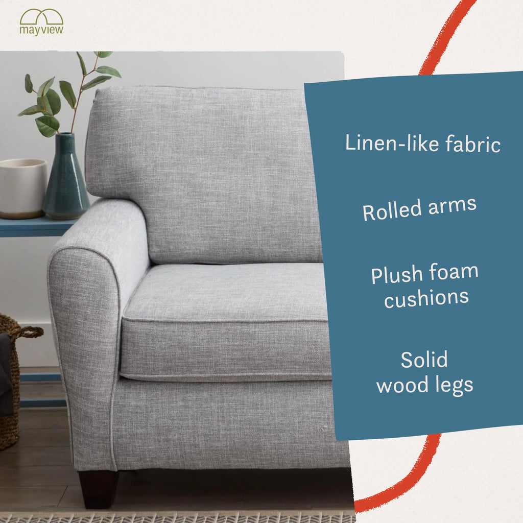 Light Gray Rolled Arm Fabric Sofa I56689