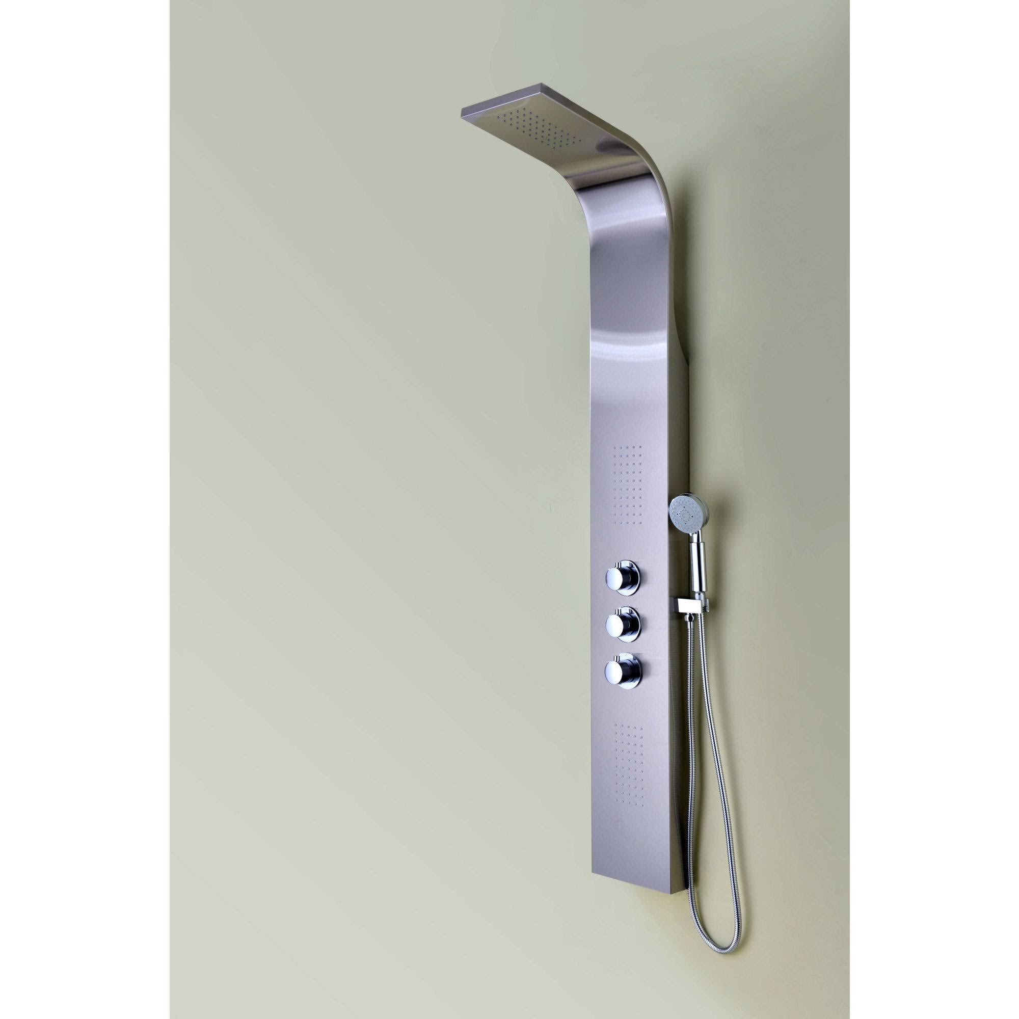 Brushed Stainless Steel 2-Jetted Shower Panel with Heavy Rain Shower and Spray Wand J71095