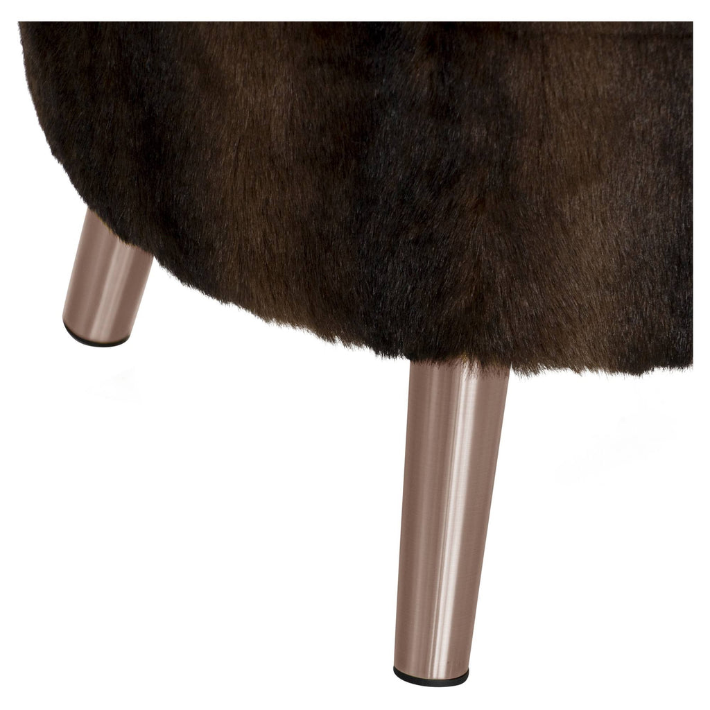 Sable Brown Round Ottoman with Splayed Legs J79593