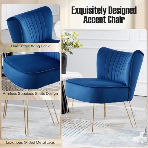 Velvet Accent Chairs with Golden U-Shape Legs N5293