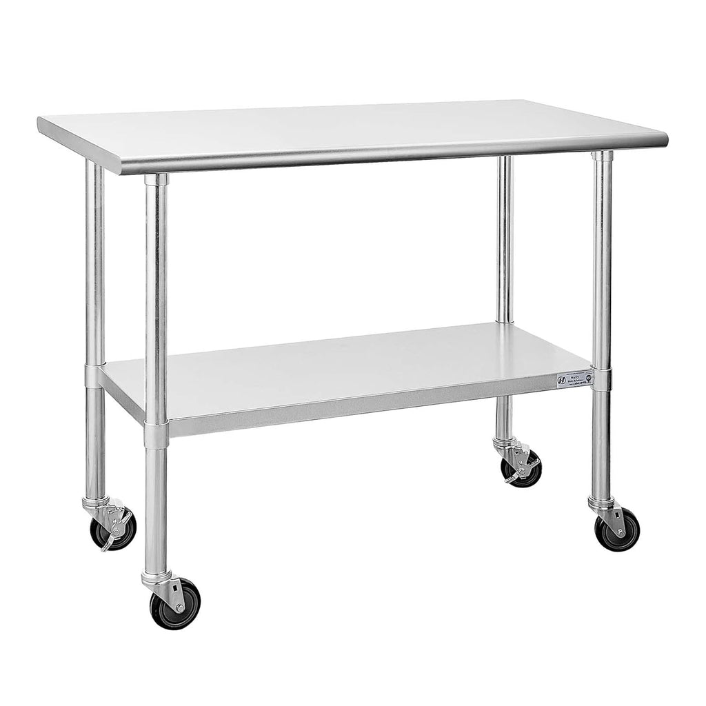 Stainless Steel Table 24 x 48 Inches with Caster Wheels and Undershelf O15654