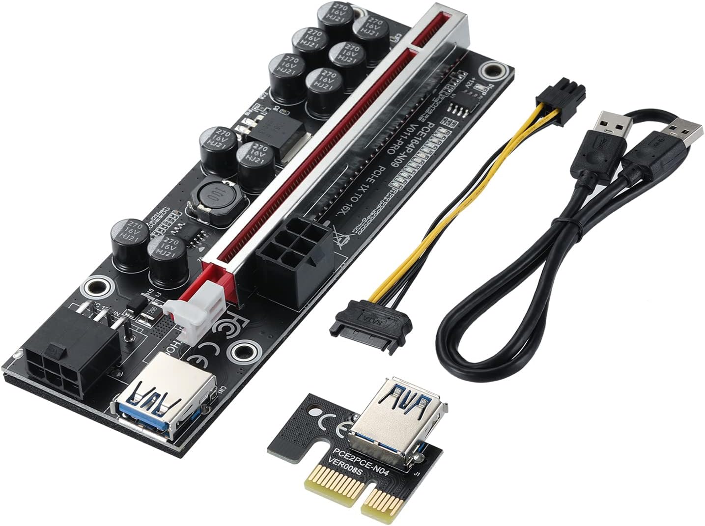 PCI-E 1X Adapter Card, 3 Upward + 2 Right Output USB 3.0 Interface, 5 Pack R3139