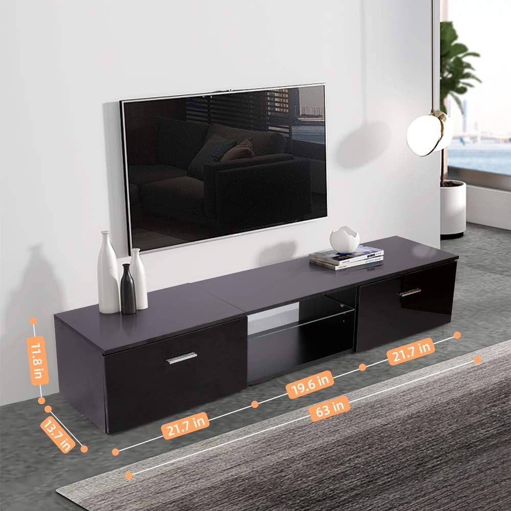 Black TV Stand with Storage Cabinets L206343