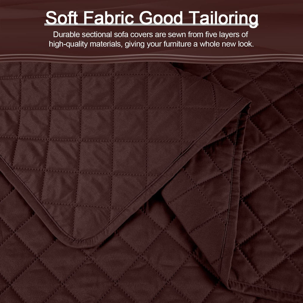 Large/Chocolate Waterproof L Shaped Sofa Covers 3pcs J222410