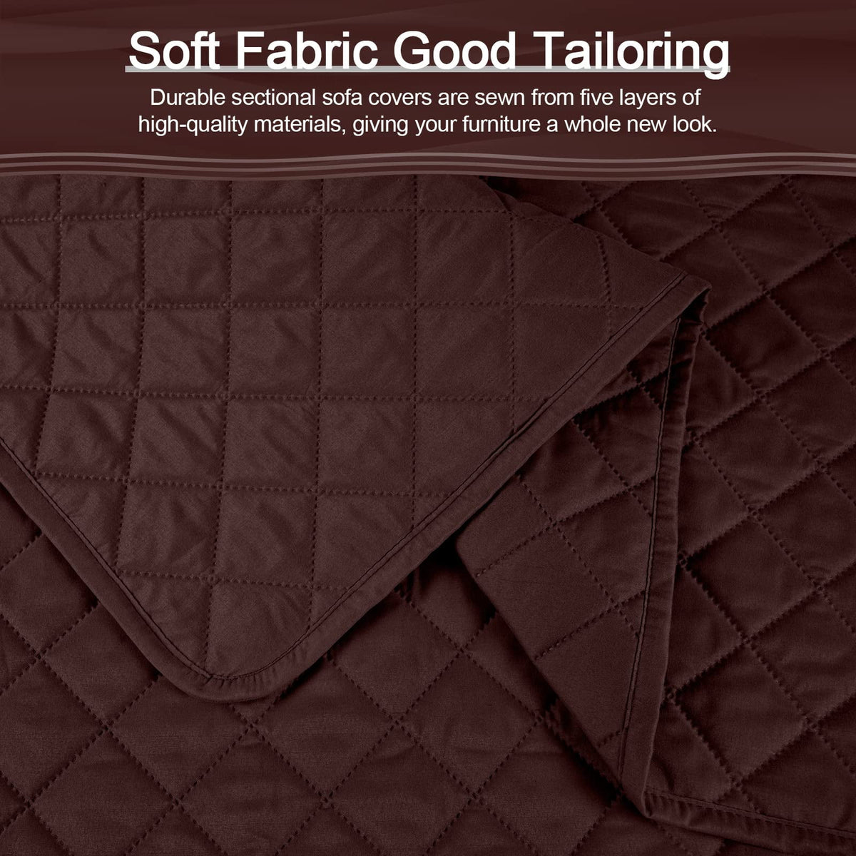 Large/Chocolate Waterproof L Shaped Sofa Covers 3pcs J222410