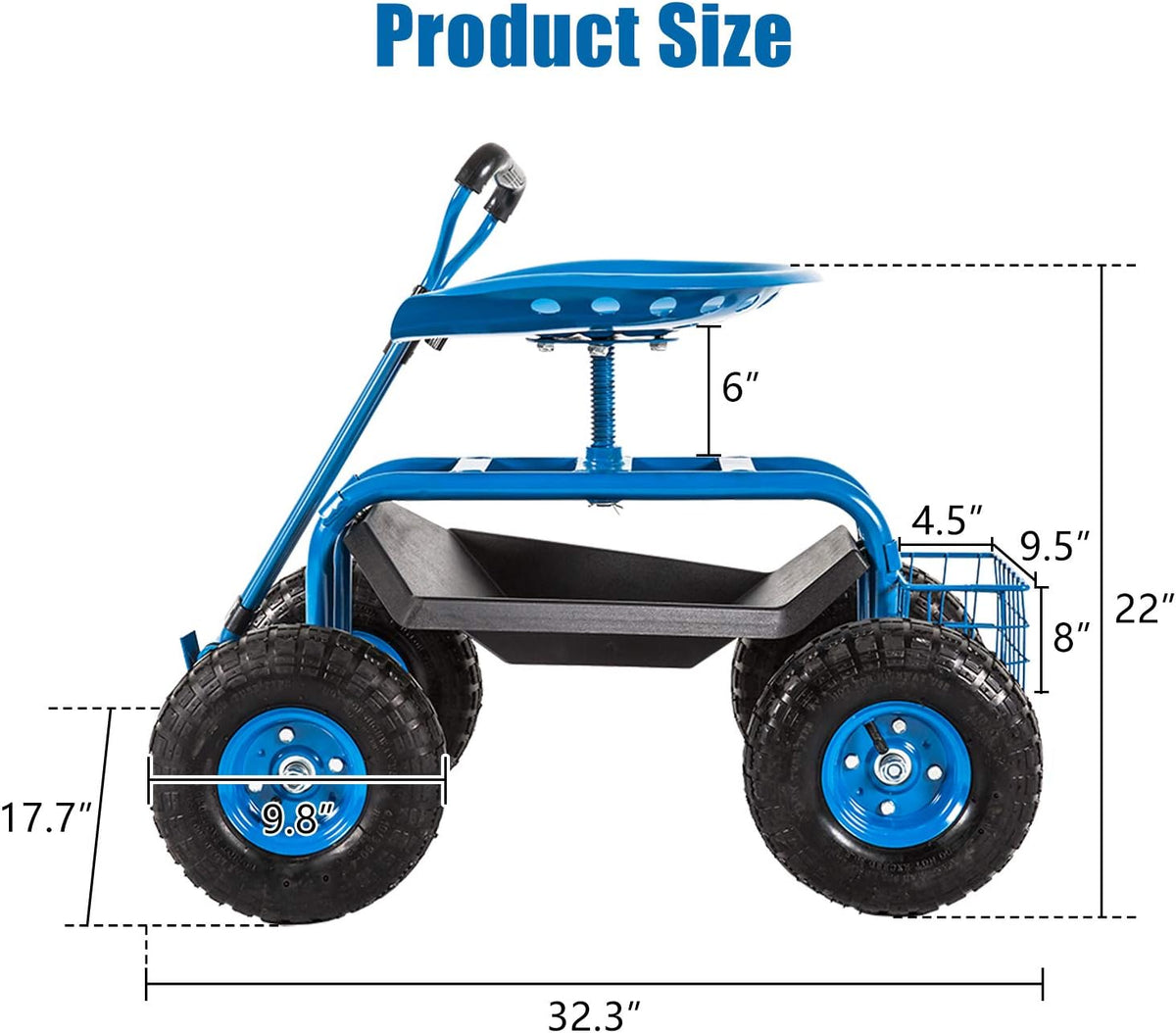 Heavy Duty Rolling Garden Cart with Extendable Steer Handle B52757