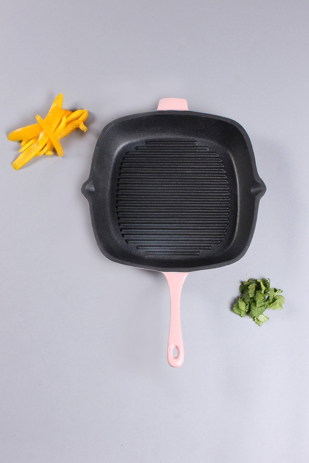 Pink Cast Iron Square Grill Pan V678948