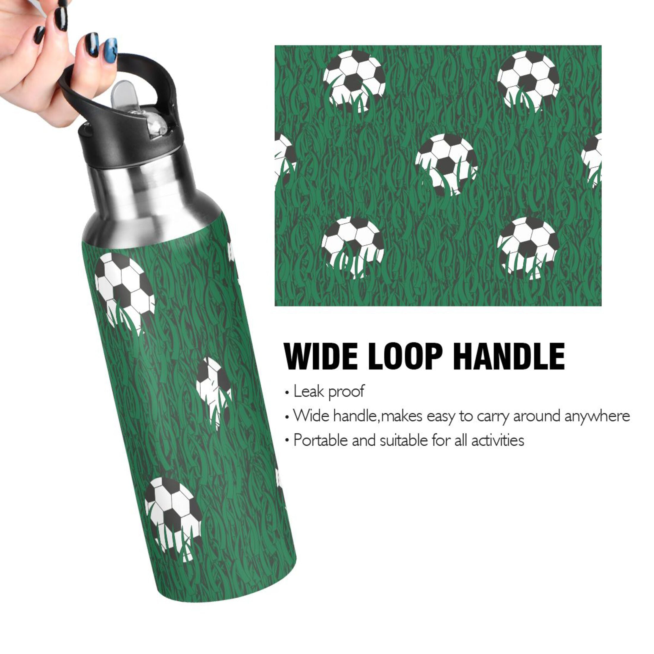 Green Stainless Steel Insulated Water Bottle with Straw Lid Z963