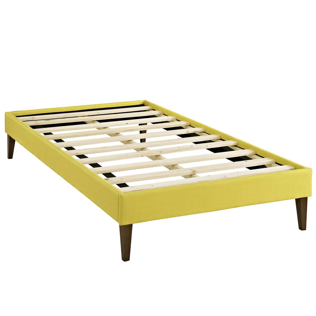 Twin Fabric Bed Frame with Squared Tapered Legs, Light Gray K8997