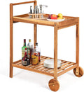 Outdoor Acacia Wood Serving Cart with 2 Trays (Teak) Y418445