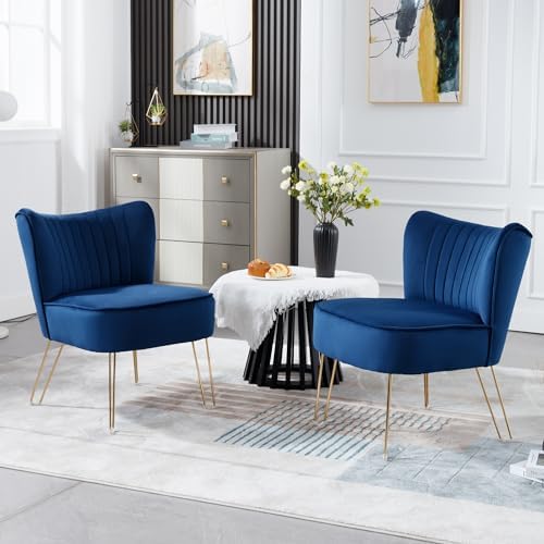 Velvet Accent Chairs with Golden U-Shape Legs N5293