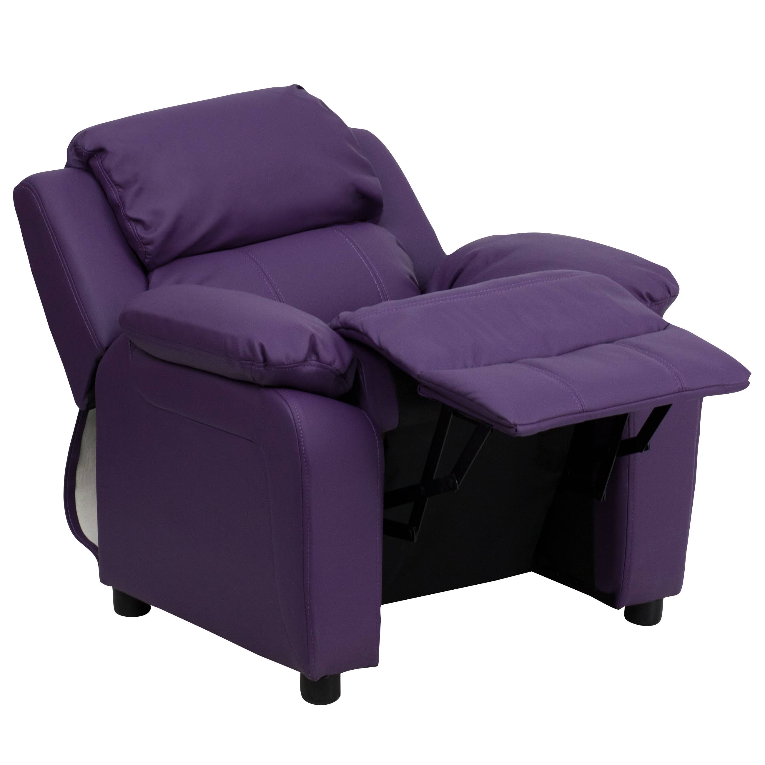 Purple Vinyl Kids Recliner with Storage Arms C1015