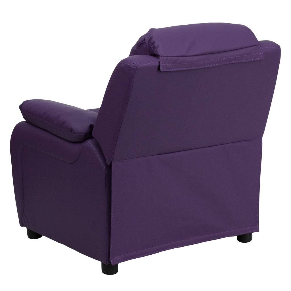 Purple Vinyl Kids Recliner with Storage Arms C1015