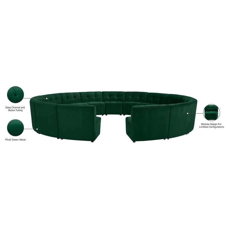 Green Velvet Tufted Modular 15 Piece Sectional Sofa E12722