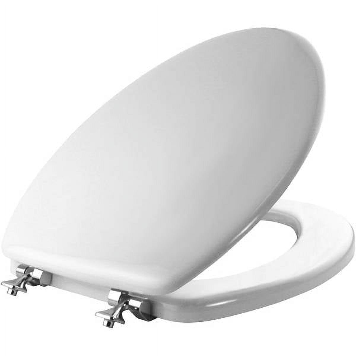 Elongated Molded Wood Toilet Seat with Chrome Hinge P70894