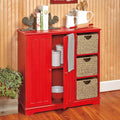Red Beadboard Buffet Cabinet with Storage V14214
