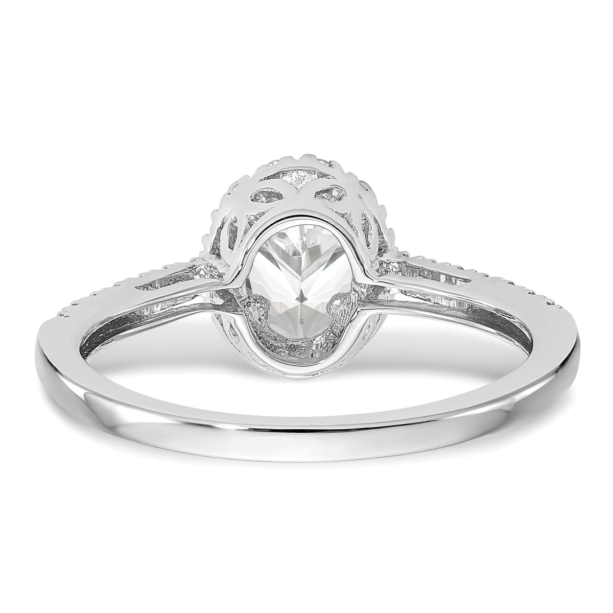 0.50ct CZ Solid 14K White Gold Oval Halo Engagement Ring J812
