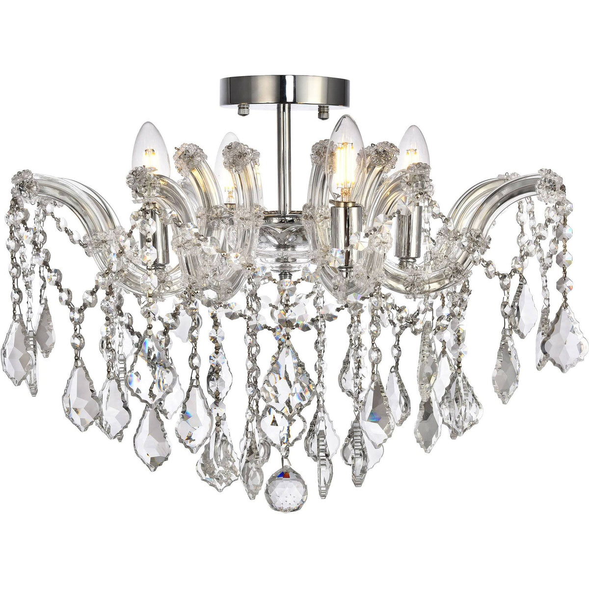 4 Light Chrome Flush Mount Crystal I548714