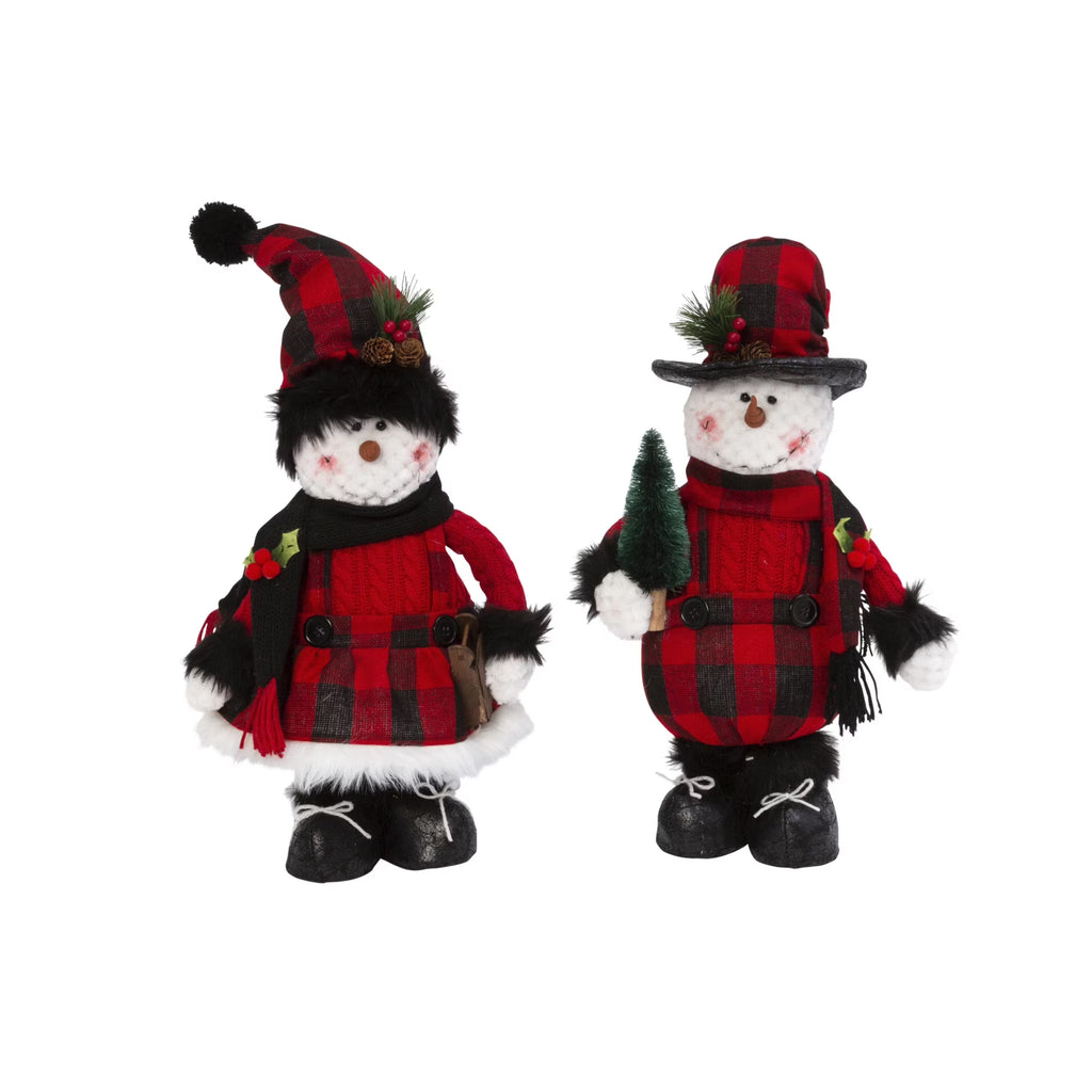 Set of 2 Plush Holiday Standing Snowman Figures I3766