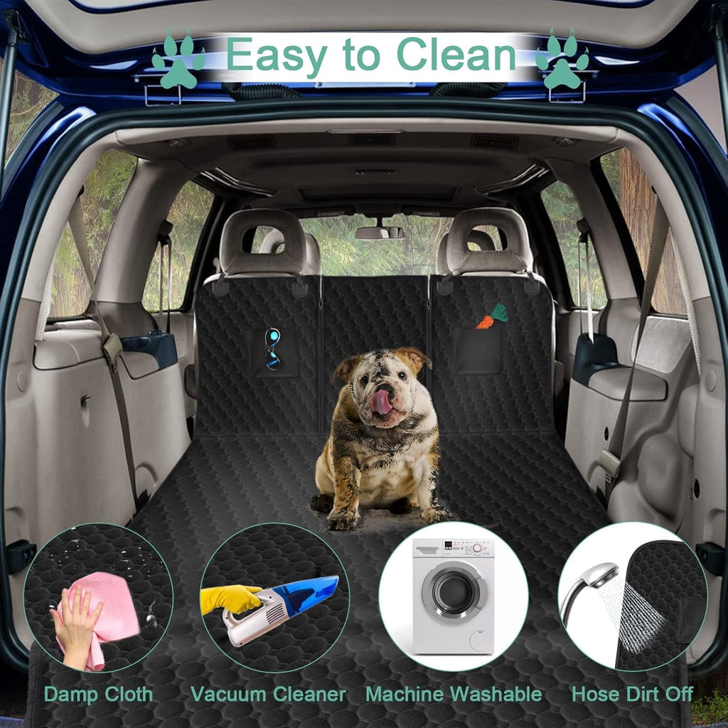 Black Waterproof Oxford SUV Dog Cargo Liner with Zippers and 2 Pockets S504