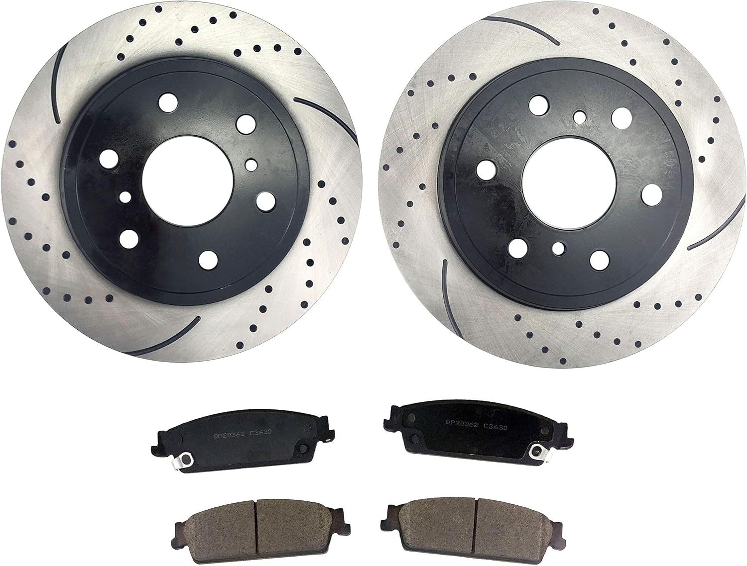 Rear Brake Kit with Drilled/Slotted Rotors and Ceramic Brake Pads S41417