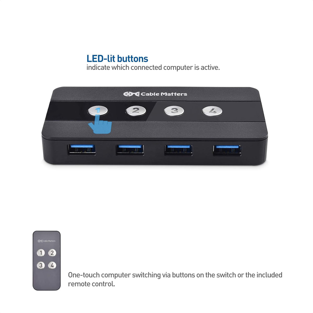 4 Port USB 3.0 Switch Hub with USB-C Adapter W5321