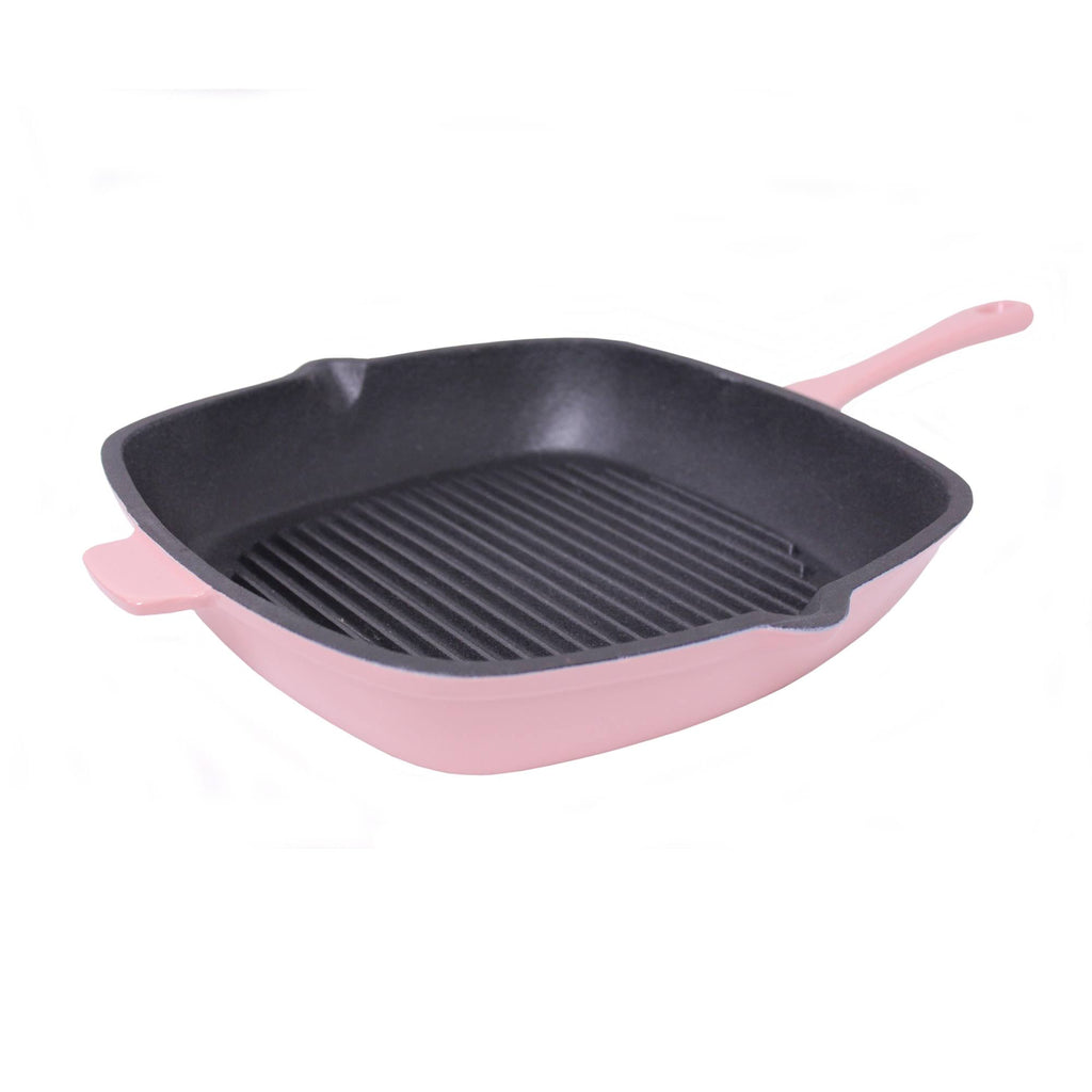 Pink Cast Iron Square Grill Pan V678948