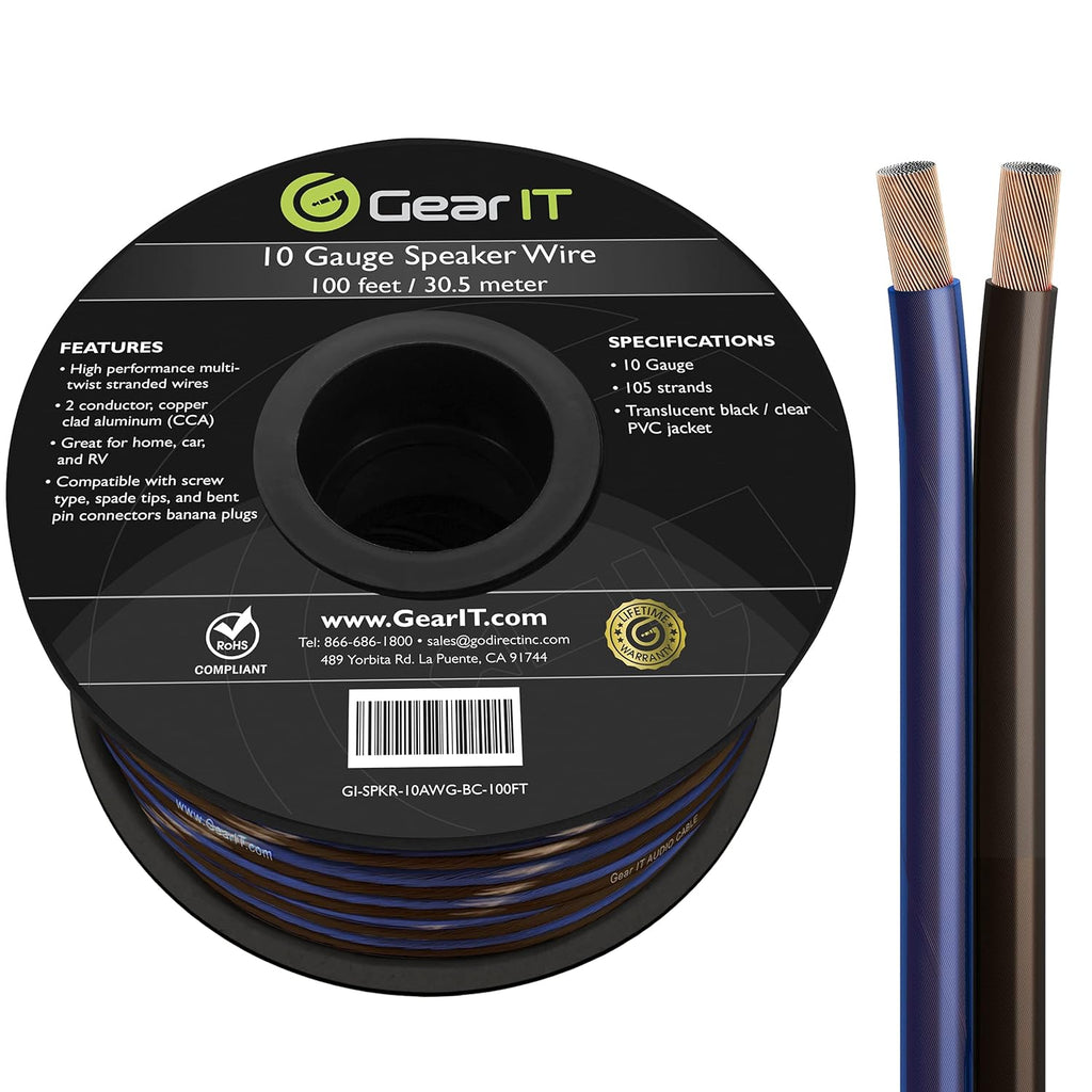 10 Gauge 100 Feet Copper Clad Aluminum Speaker Wire C150