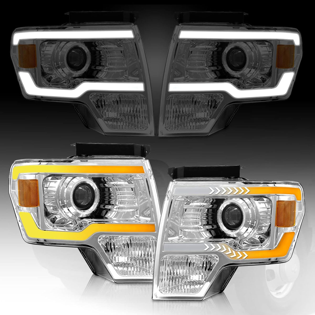 Black Housing Headlight Assembly for 2009-2014 Ford F150 J25806