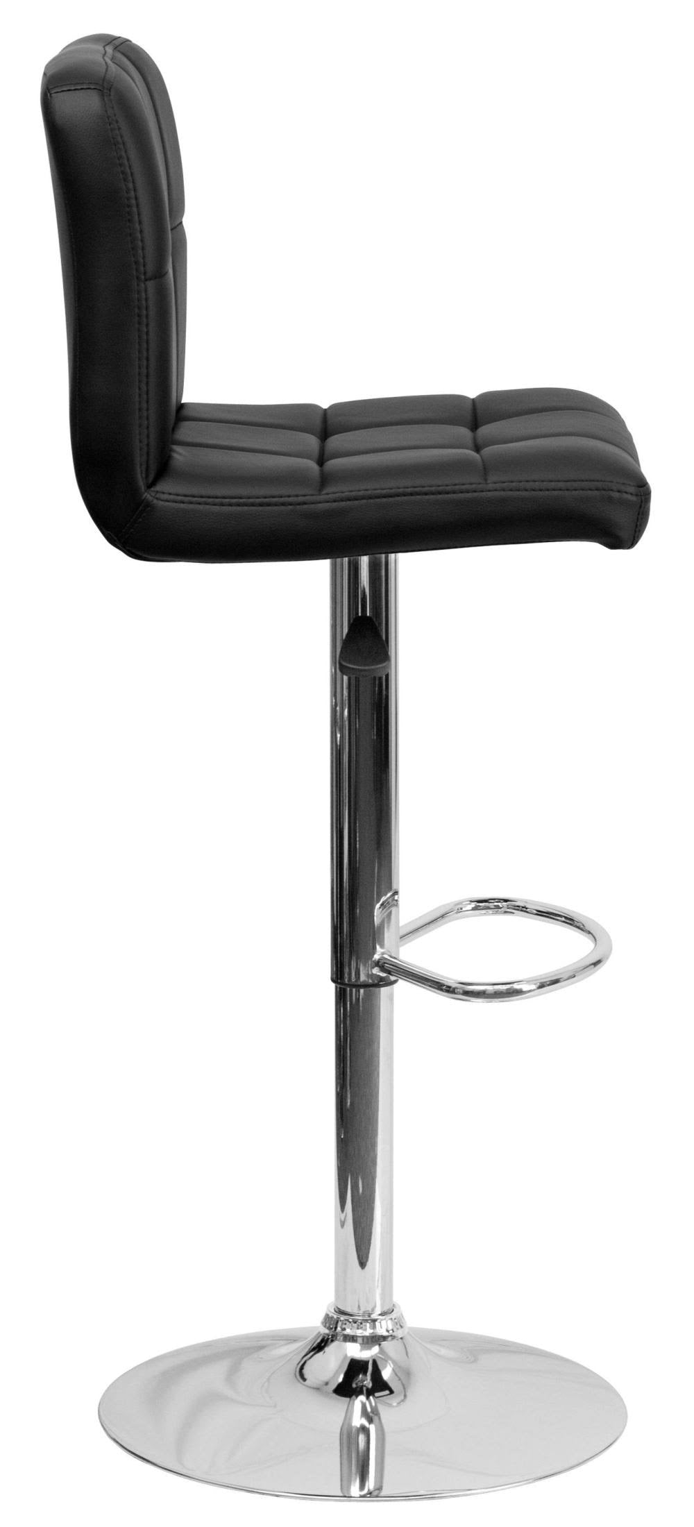 Black Quilted Vinyl Adjustable Height Barstool with Chrome Base D2765