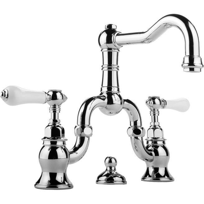 Polished Chrome Widespread Bridge Lavatory Faucet M12629