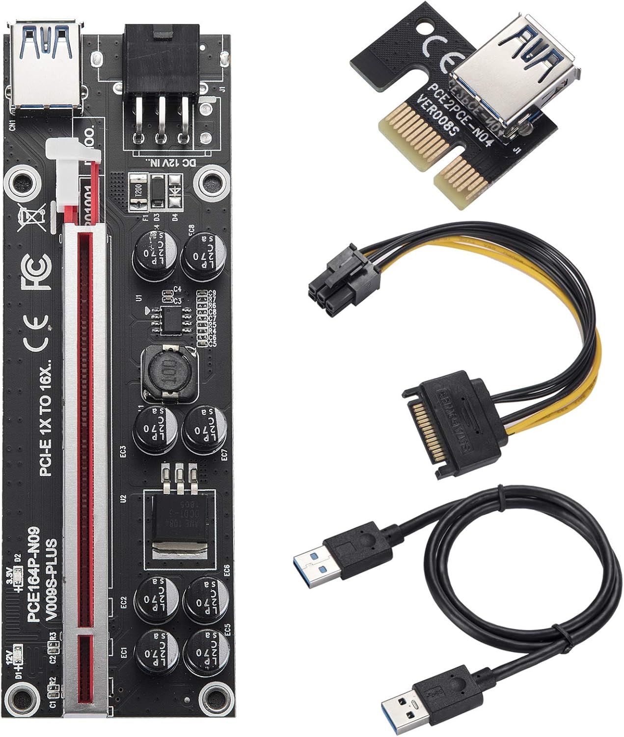 PCI-E 1X Adapter Card, 3 Upward + 2 Right Output USB 3.0 Interface, 5 Pack R3139