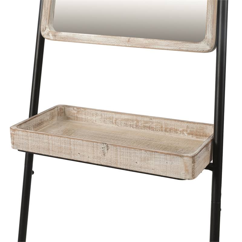 Metal and Wood Three-Tier Ladder Shelf Bookcase Q291646