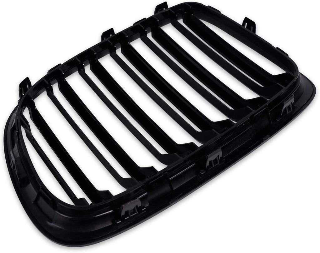 Glossy Black Front Hood Kidney Grille Sport Grill Replacement Dual Slat Pack of 2 Q524