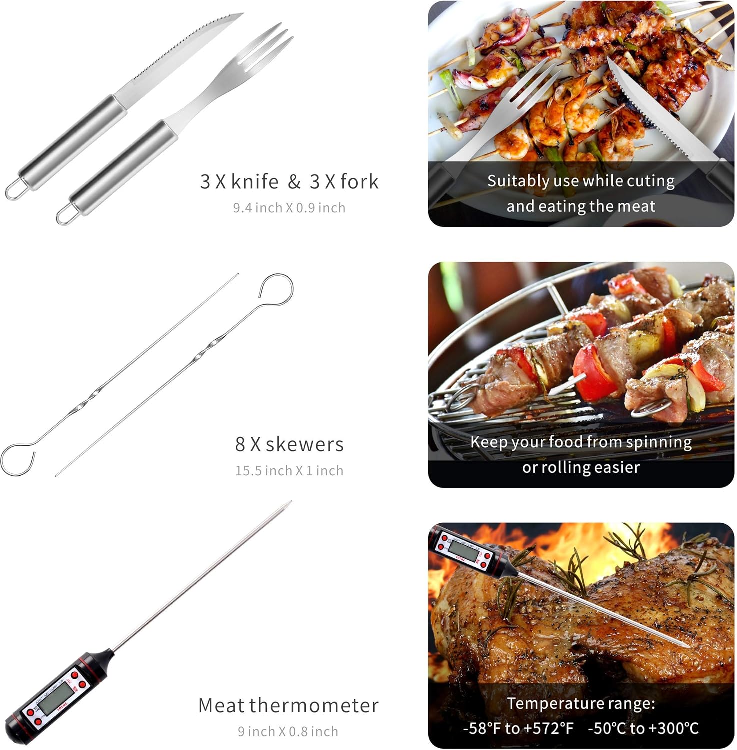 32 PCS BBQ Grill Tool Set with Thermometer in Heavy Duty Aluminum Case V7783