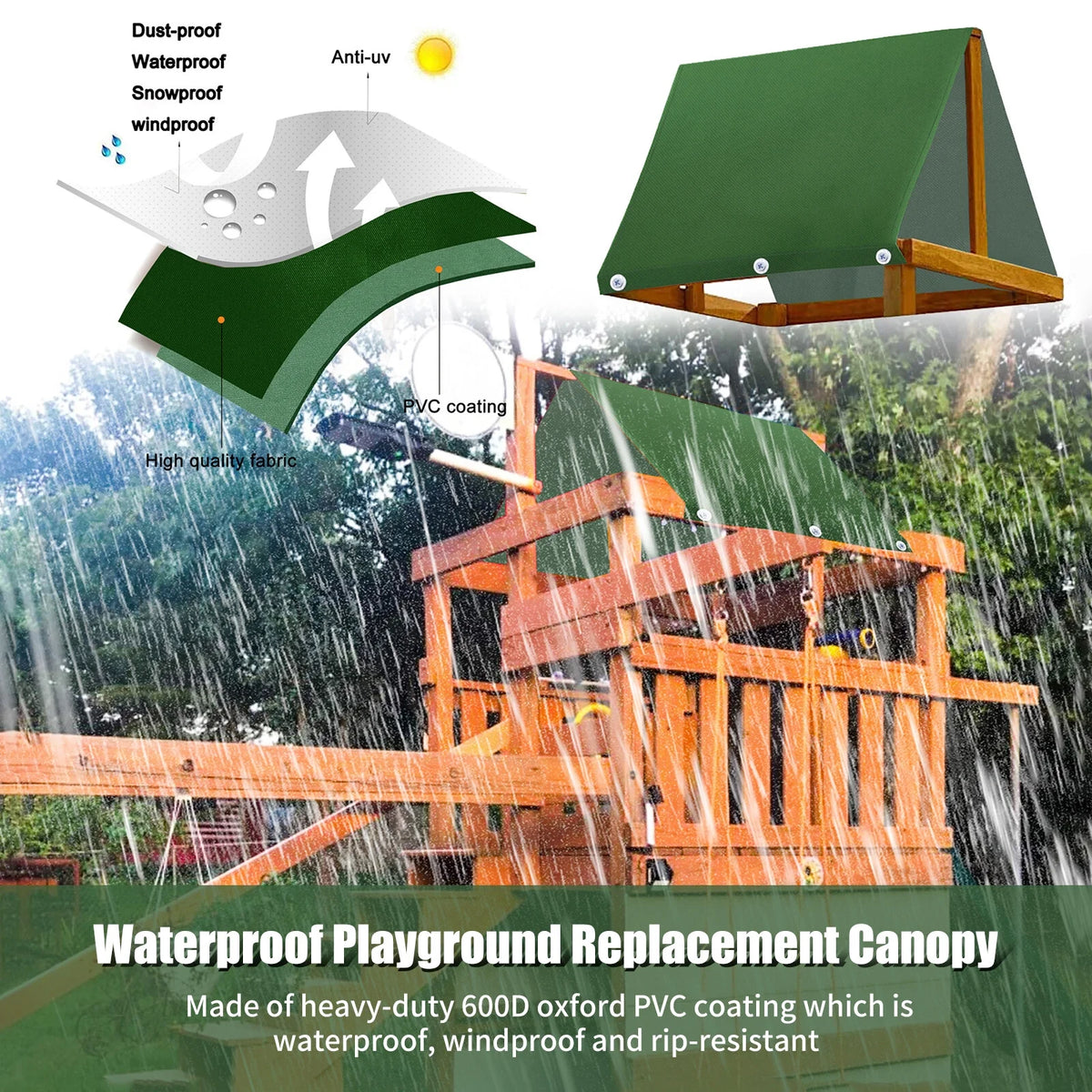 Waterproof Outdoor Playset Canopy 43 x 90 In U647227