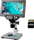 7 inch 1080P LCD Digital Microscope with 32G TF Card, 1200X Magnification Zoom, 12 Megapixels, 8 Adjustable LED Light A108