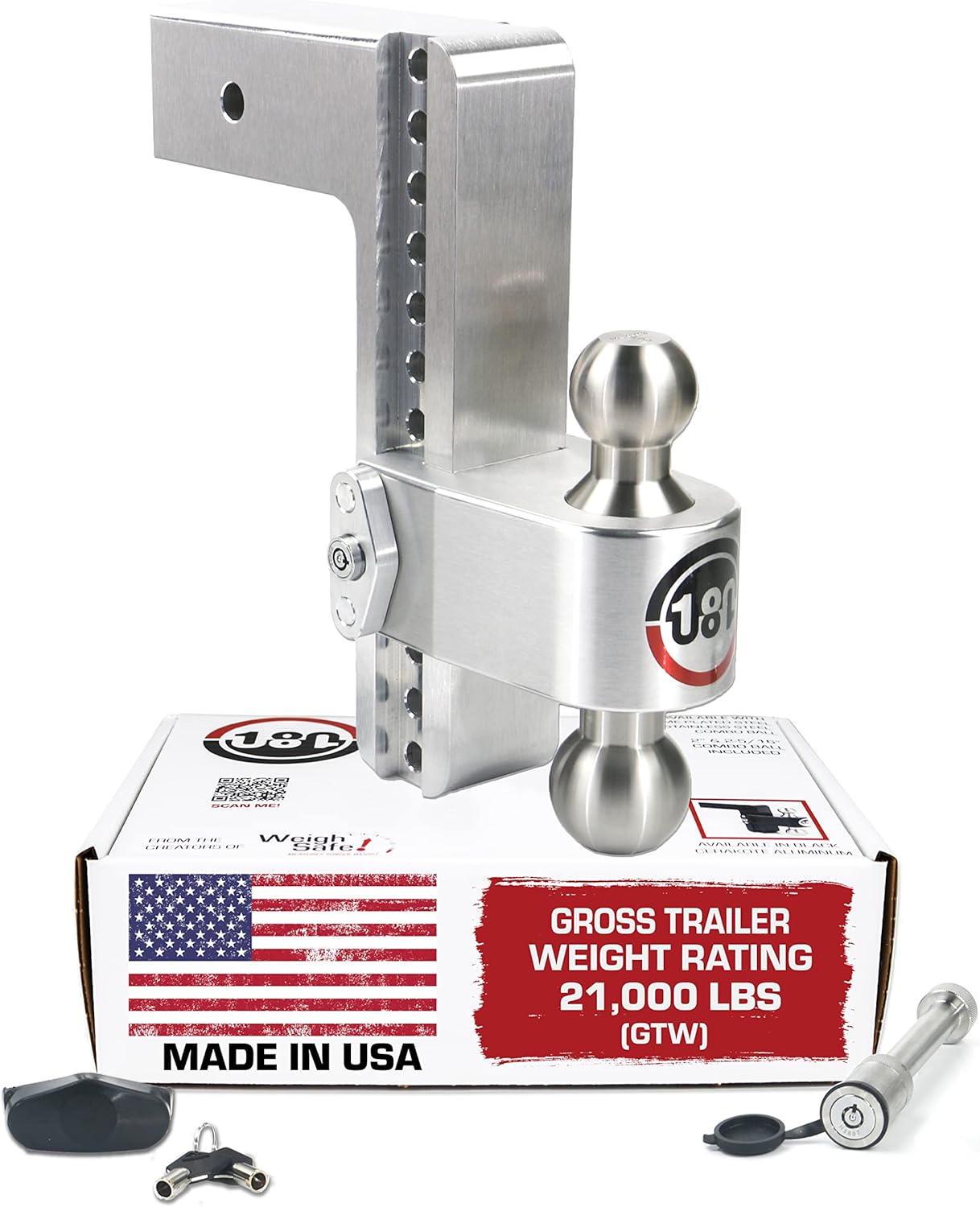 Aluminum Adjustable 6" Drop, Stainless Steel Ball, 3" Receiver Hitch T90974