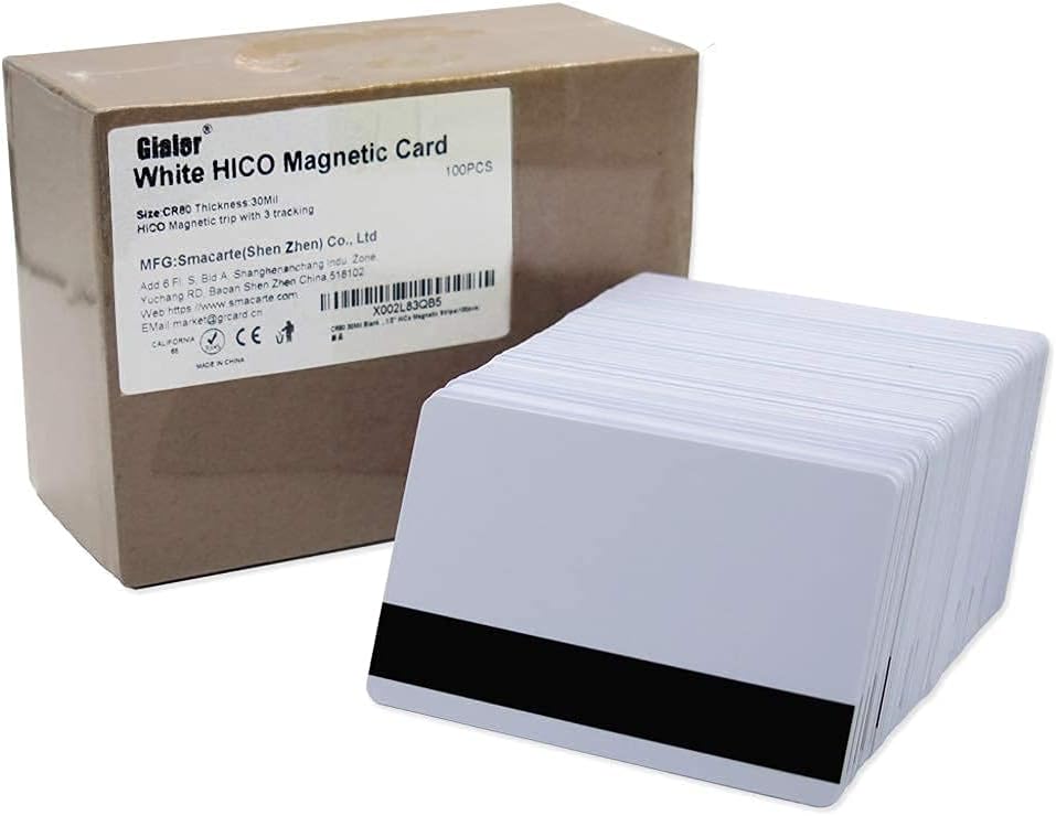 100 Pack White PVC Cards with HiCo Magnetic Stripe M45547