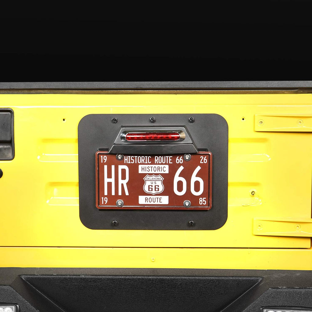 Spare Tire Delete License Plate Relocation Kit with Third Brake Light for Jeep Wrangler TJ P900098