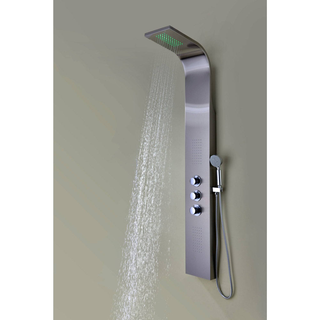 Brushed Stainless Steel 2-Jetted Shower Panel with Heavy Rain Shower and Spray Wand J71095