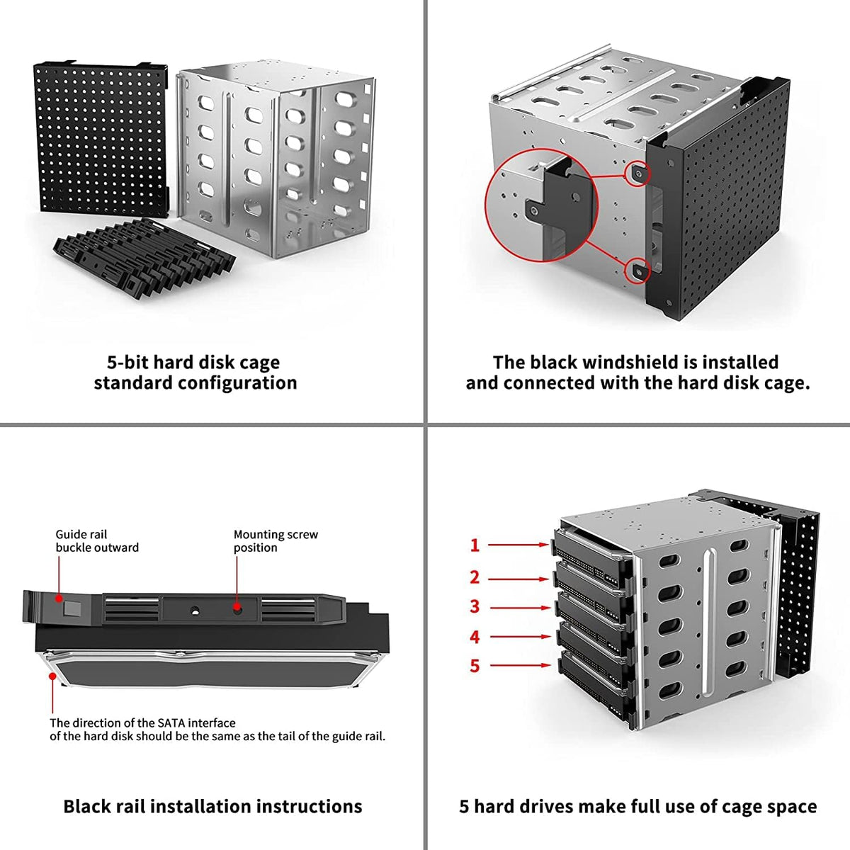 Alloy Steel Hard Drive Cage Rack with Fan Space W6361