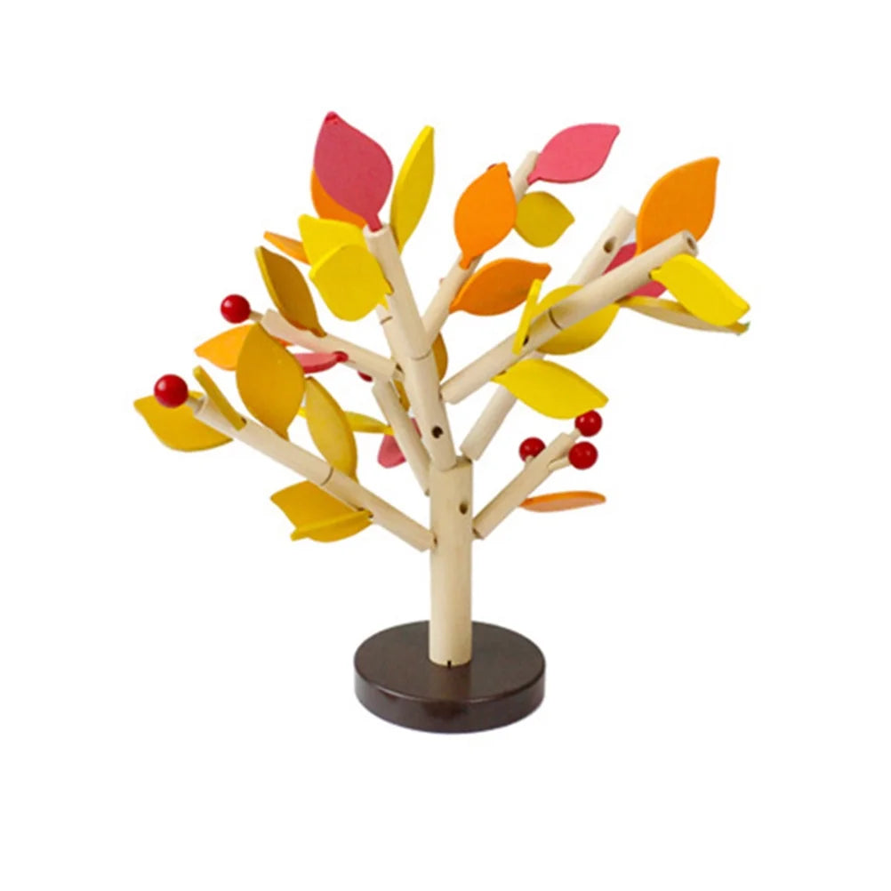Creative Wooden Tree Blocks with Leaves 3D Building Set Toy G27856